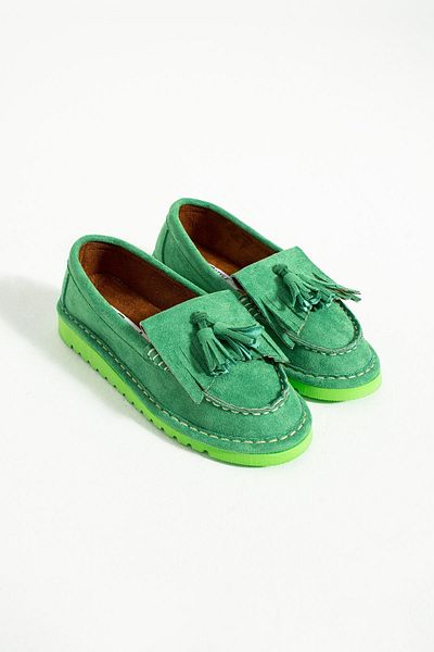 Bestyle Green Tasseled Simon Women's Loafer