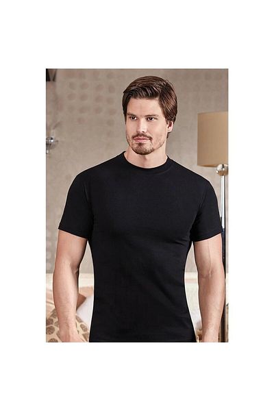 Berrak 1005 men - Black Undershirt Half Sleeve 3-piece Collar Set