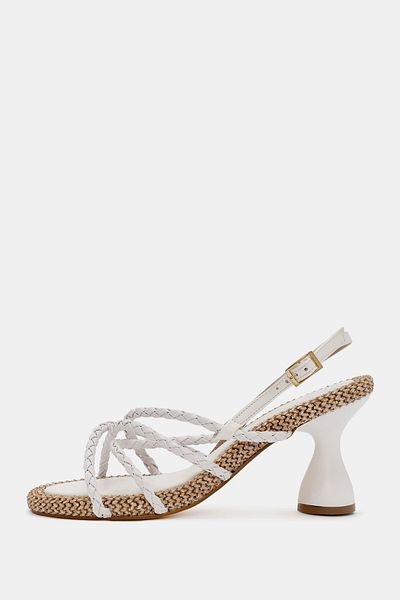 Bestyle Women's White Corded Butterfly Heeled Sandals