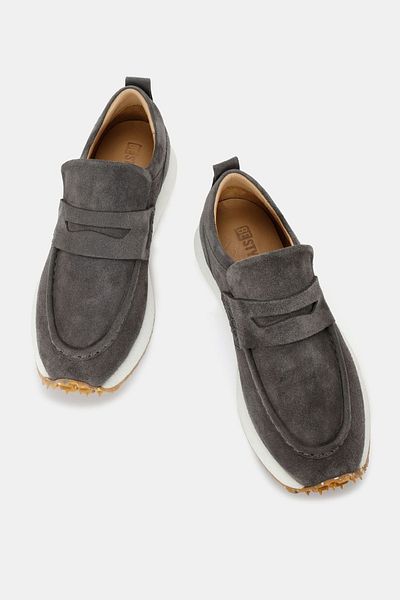 Bestyle Tenis Troy pentru femei, gri închis, din piele de căprioară