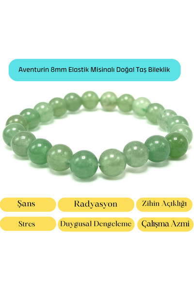 Certified Aventurine 8mm Elastic Mixed Natural Stone Bracelet