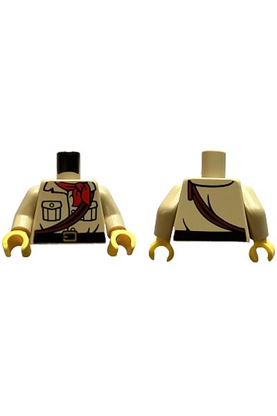 LEGO moc Custom mini FiGure - Red Scarf Tan Shirt, Explorer Nature Traveler, Torso Body DesiGn