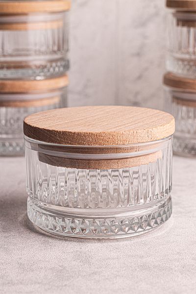 Snippy Bella Soft 6-Piece Glass Snack Bowl - Wooden Vacuum, Camping Breakfast, Multi-Purpose 235 ml