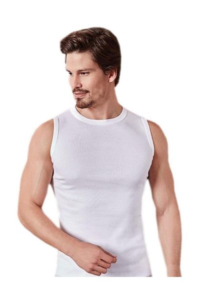 Berrak Men's Rib 0 Collar Undershirt - Sleeveless, 3 Pieces 1012/1013