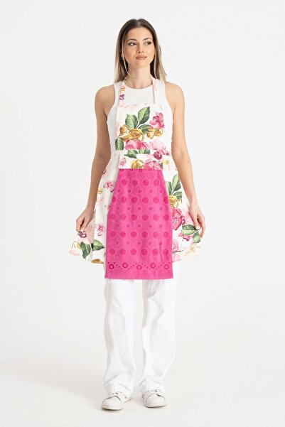 Enoteks مريلة مطبخ مقاومة للماء مع منشفة باللون الفوشيا