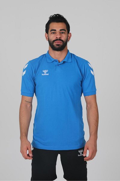 hummel Μπλουζάκι Armin Saks με μπλε βαμβακερό γιακά πόλο