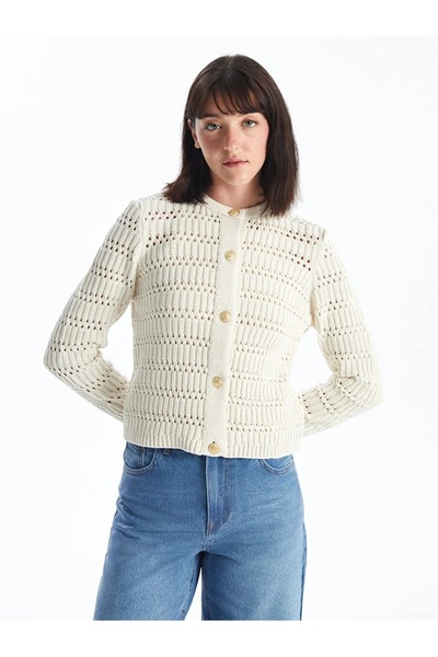 LC Waikiki LCW Vision - Dámský pletený kardigan s dlouhým rukávem od Crew Neck