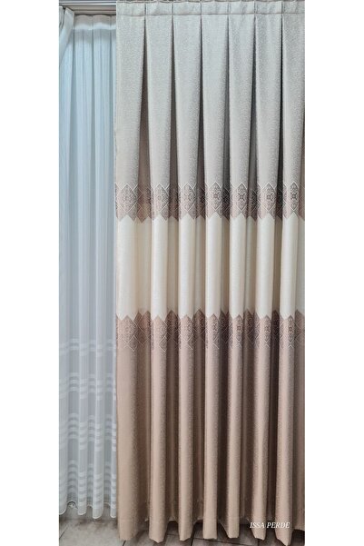 ISSA TEKSTIL İSSA FON PERDE BEJ FİZON RENGİ(TEK KANAT) (SIK PİLE)( 1X3 )