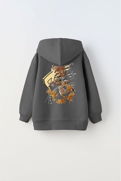 The Champ Clothing Унисекс детски суитшърт Smoke - с качулка и щампа за баскетбол