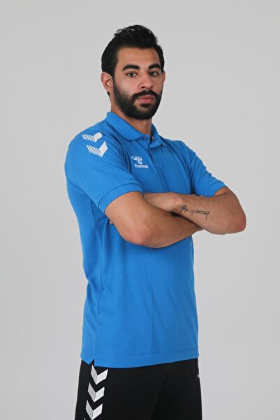 hummel Μπλουζάκι Armin Saks με μπλε βαμβακερό γιακά πόλο