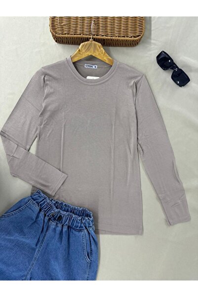 skycott Дамски боди от сив вискозен дълъг ръкав