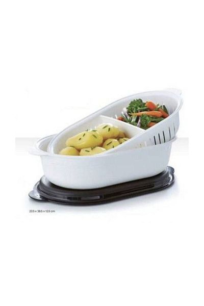 Tupperware Crystal Oval Serving 4 Lt (black Lid)
