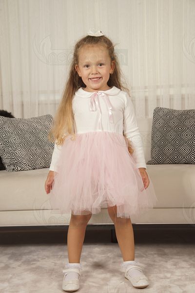 neocotton Fată - Rochie din tul căptușită cu guler și mânecă lungă pentru bebeluși