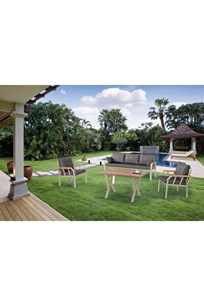 Tu Tienda NERGİZ KAPİÇİNO 3+1+1+MASA BALKON BAHÇE MUTFAK TAKIMI,KOYU GRİ