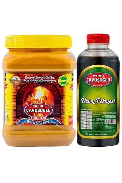Bozkırlı Çavuşoğlu Wood Fire Bran-Free Steppe Tahini 930g+ Grape Molasses 1000g