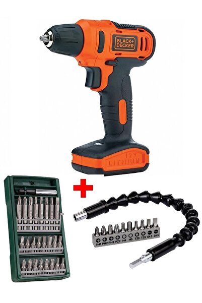 Black&Decker Şarjlı Matkap Akülü Vidalama Şarjlı Vidalama Tornavida + Bosch 25 Parça Uç Ve Esnek Uç