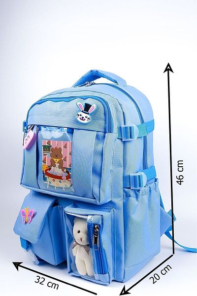QUOVO Orthopedic Domestic Daily School Backpack - Kawaii Korean Style, with Full Accessories