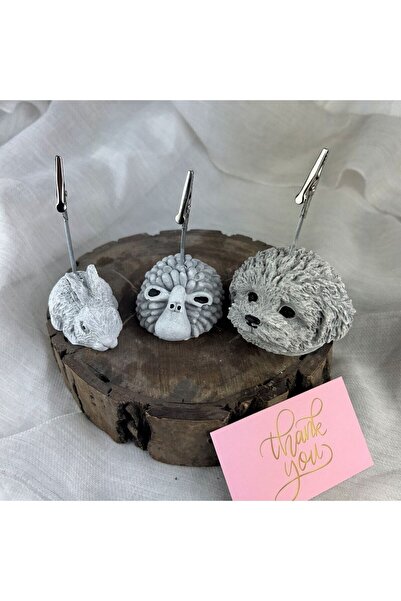 oasis decoration Gray Antique Dog, Lamb and Rabbit 3-Piece Note Holder Set, Photo Holder