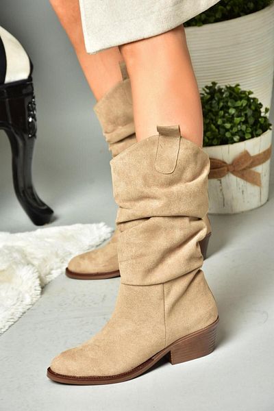 Fox Shoes R280080502 Γυναικείες μπότες με χαμηλά τακούνια Mink Suede