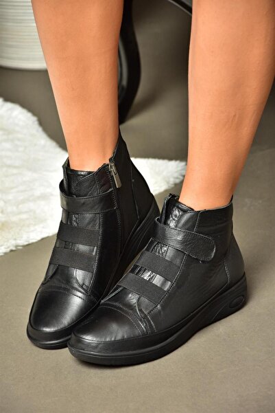 Fox Shoes R555001103 Black Genuine Leather Comfort Orthopedic Sole Women's Boots