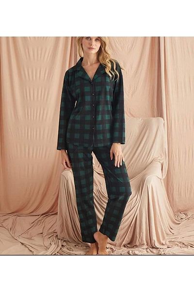 Pijamoni Σετ γυναικεία πιτζάμες σουέτ - με κουμπιά - 5660-2