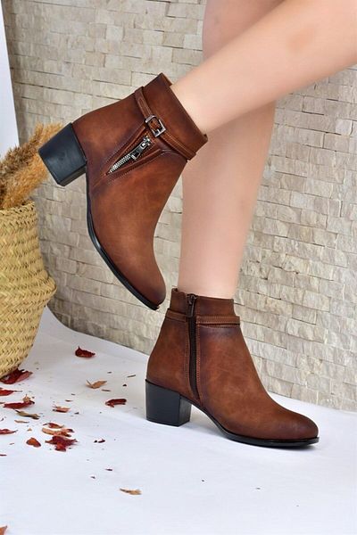 Fox Shoes Γυναικείες μπότες με μαύρισμα χοντρό τακούνι L674155209
