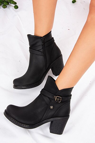 Fox Shoes Siyah Suni Deri Kadın Bot A674150709