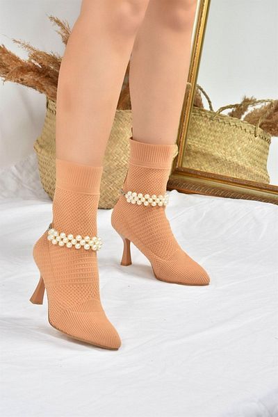 Fox Shoes Velbloudí perleťový doplněk Pletené dámské boty L799594457