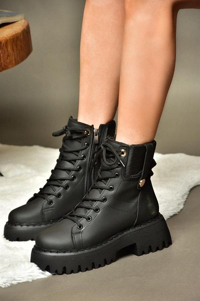 Fox Shoes R973970109 Μαύρες χοντρές σόλες καθημερινές γυναικείες μπότες