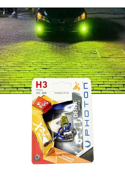 XMOD Lİmon Sarısı H3 Ampul 12 Volt Sis Farına Uygun 2 Adet Sağ Sol Set