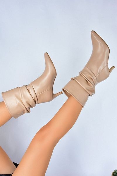 Fox Shoes Skin Gathered Γυναικείες μπότες με κοντό τακούνι L882861909