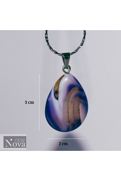 CessNova Natural Stone Agate Drop Pendant and Chain Set