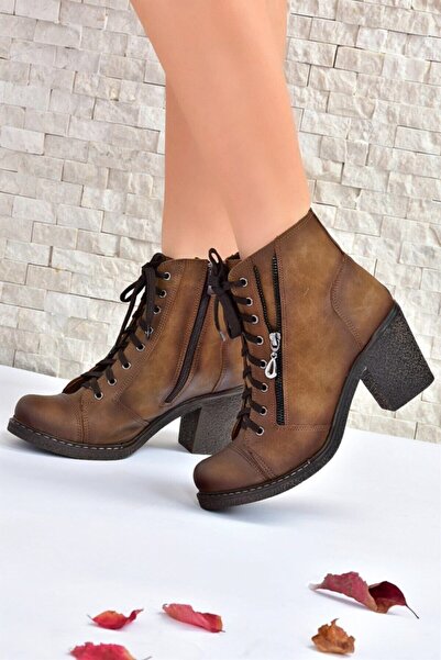 Fox Shoes Vizon Kalın Topuklu Kadın Bot C674150209