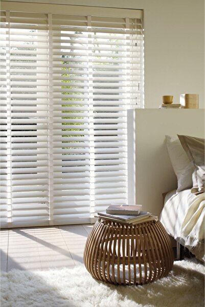 Brillant Beyaz %100 Orijinal Ahşap Jaluzi Perde 50 Mm Ofis Modern Ve Tüm Mekanlar Için