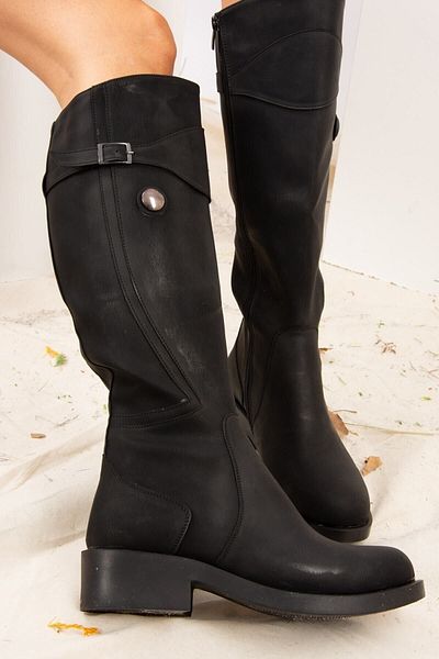 Fox Shoes Μαύρες γυναικείες μπότες από συνθετικό δέρμα J674272309