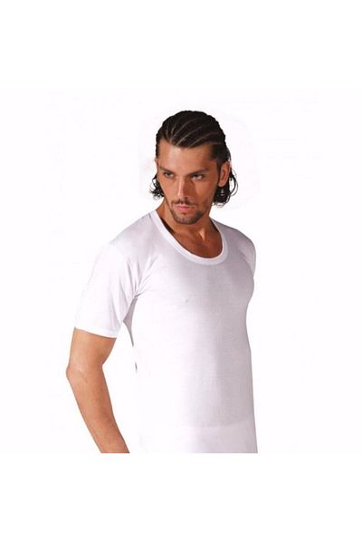 Seher Yıldız Men's White 12 Pieces Cotton Undershirt