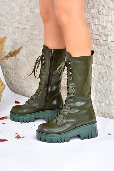 Fox Shoes Χακί Χονδρό Σόλα Γυναικείες Μπότες L996081009