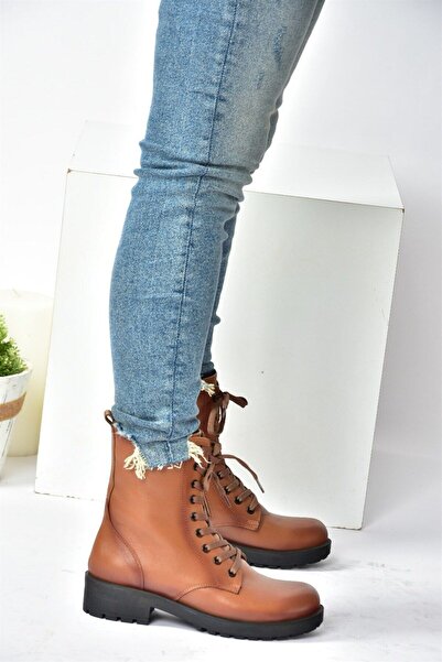 Fox Shoes Taba Hakiki Deri Günlük Kadın Postal Bot N555400103