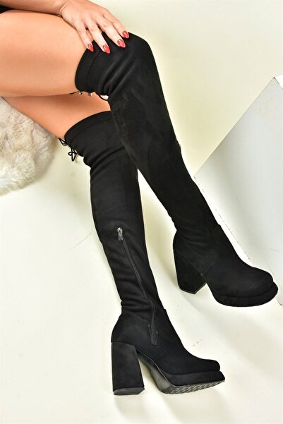 Fox Shoes حذاء نسائي أسود من جلد الغزال N997601202