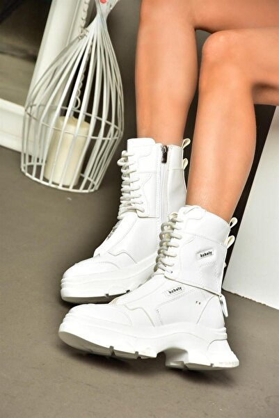 Fox Shoes R973102309 Beyaz Kalın Tabanlı Kadın Spor Bot