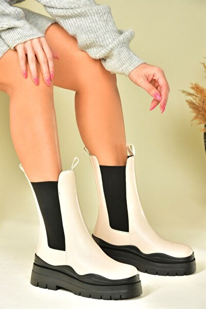 Fox Shoes Bézs vastag talpú napi női csizma N280420009