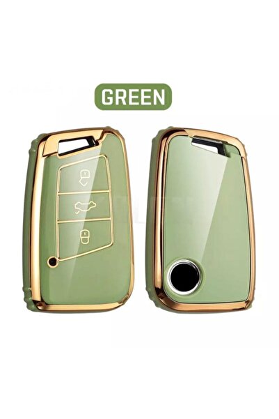 AYZ GARAGE فولكس فاجن سيات سكودا (دخول بدون مفتاح) حافظة مفاتيح خضراء مصنوعة ...