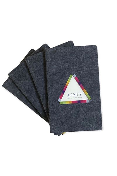 Arwey Acar Creative - Felt Covered Deal Book, 13*21cm, 112 Pages, Unlined