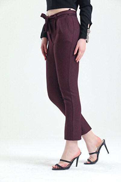 Sense Waist Belted Ankle Pants| Pnt19022 Purple