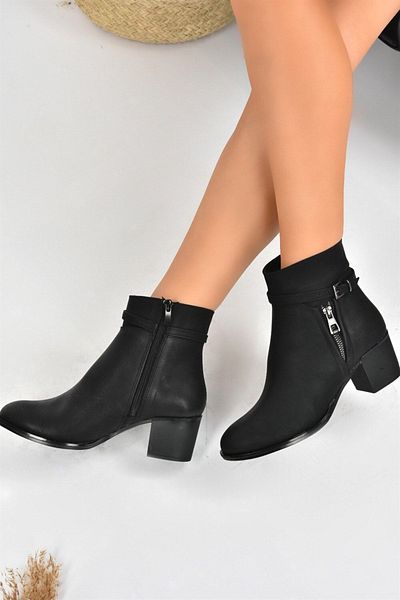Fox Shoes Μαύρα γυναικεία μποτάκια με χοντρό τακούνι L674155209