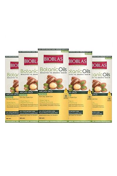 Bioblas Argan Oil Nourishing and Repairing Shampoo - 360 ml, 5 Pieces (For All Hair Types)