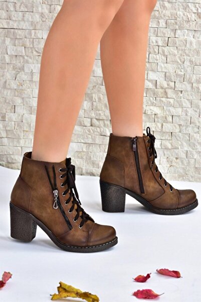 Fox Shoes Vizon Kalın Topuklu Kadın Bot C674150209