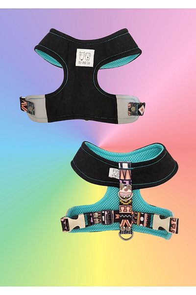 Oli and Lui Black Aztec Denim - Dog Collar
