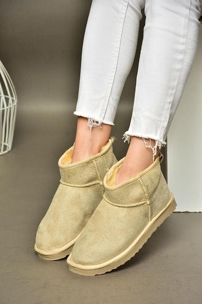 Fox Shoes R612018402 Beige Suede Furry Half Women's Boots