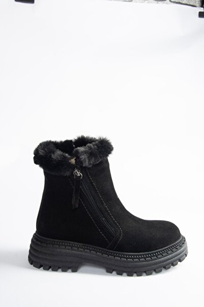 Fox Shoes Μαύρα γνήσια σουέτ με χοντρή σόλα καθημερινά γυναικεία μποτάκια N654080602